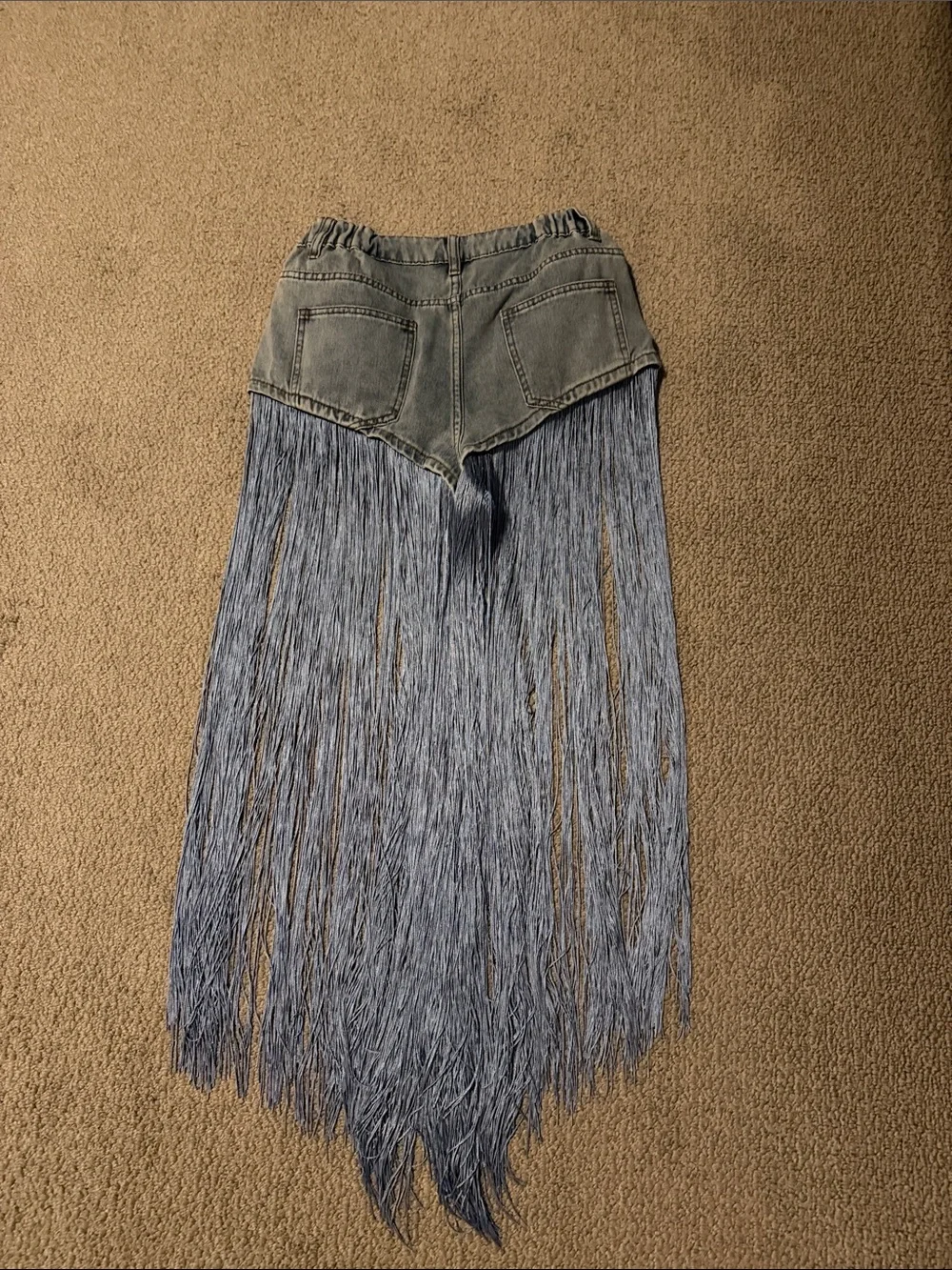 Fringe-Trim Light Blue Women's Jeans